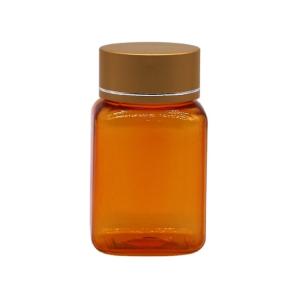 Wholesale 90ml/3OZ PET Square Yellow/Orange Capsule Pill Bottle with Rose Gold Cap and Heat Seal from china suppliers