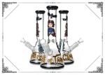 Hand Drawn Art Bong Beaker Bottom Heady Glass Smokig Pipe 14.4mm Joint