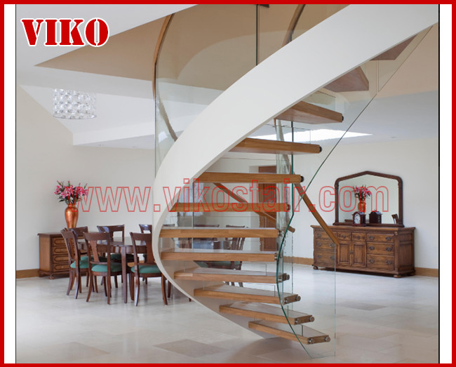 Floating Staircase VK36S Floating Stair Tempered GlassLED Light strip, Stringer: 5mm+5mm(Thickness), Dia 6mm Steel Cable