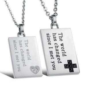 Wholesale New Fashion Tagor Jewelry 316L Stainless Steel couple Pendant Necklace TYGN081 from china suppliers