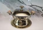 Round Handle Stainless Steel Chafing Dish Wooden Heat Resistant For Sliver