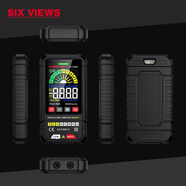 HT124 Digital Multimeter 4000 Counts Auto Range Voltage Tester Ohm Hz Capacitance True RMS AC DC DMM Multitester