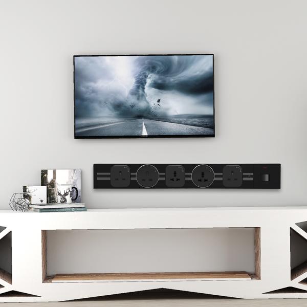 Convenient Track Trail Electrical Power Socket for Wall Mounted Kitchen and Desk