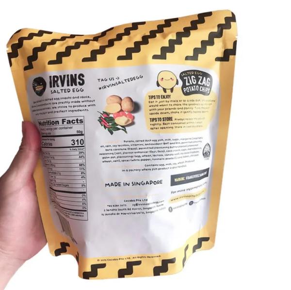 Potato Chips Packaging Customization Ziplock Stand Up Aluminum Foil Plastic Food