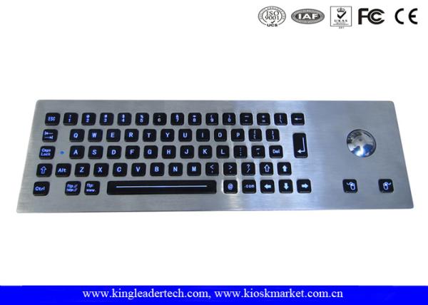 Waterproof Kiosk Illuminated Metal Keyboard With Trackball And 64 Led-Backlit