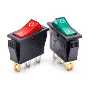 China Illuminated Latching Red And Green Button Rocker Switch on sale