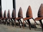 H97*L52.5*D60 Cm Outdoor Metal Furniture Steel Garden Chair With Leaf Shaped