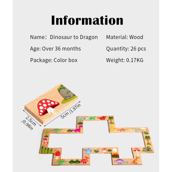 Children's Puzzle Toys Wooden Dinosaur Pairing Puzzle Domino Building Block Toys Game