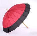 24 Ribs RPET Pongee Automatic Wooden Shaft Umbrella