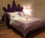 Crown Shaped Headboard High Fabric Bed For Girl