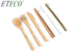 China Outdoor portable bamboo tableware set knife fork spoon environmental protection folding tableware on sale