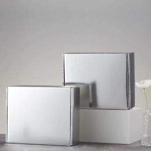 Silver Color E Flute Corrugated Box With Embossing Logo Mail Shipping Gift