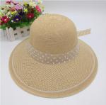 Knitwear Women's Linen Ribbon Wide Brim Hat Summer Travel Sun Protection Bowler