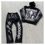 Top Fashion Screen Printing Oversized Acid Wash Distressed Hoodies Stacked