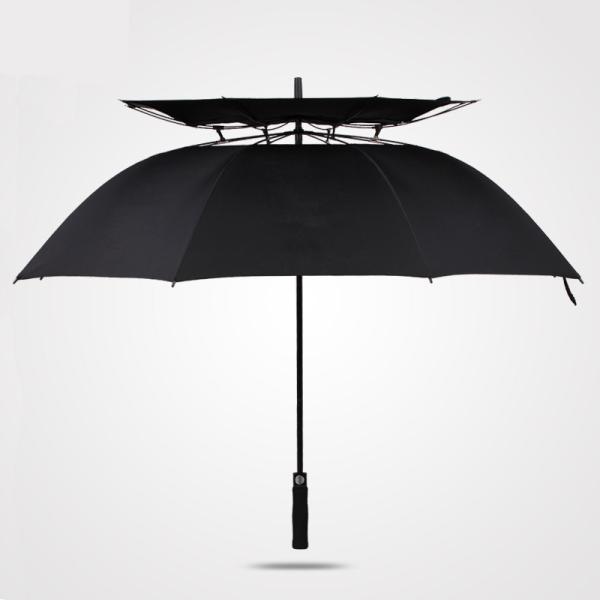 Straight Double Canopy Customized Golf Umbrella Semi Automatic Windproof