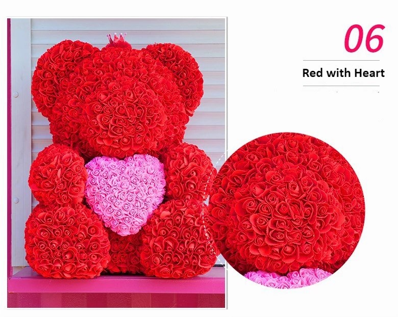 Wholesale High Quality Preserved Flower Rose Teddy Bear PE for Valentines Day Gifts