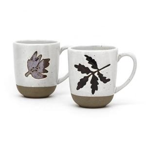 Wholesale Ceramic Coffee Cup Handmade Harvest Coffee Mug Stoneware Mugs Gift 3D Silk Print Five Leaves from china suppliers
