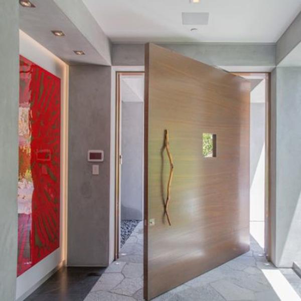 Veneered Walnut Solid Oak Internal Doors Slab Single Swing With V Grooves