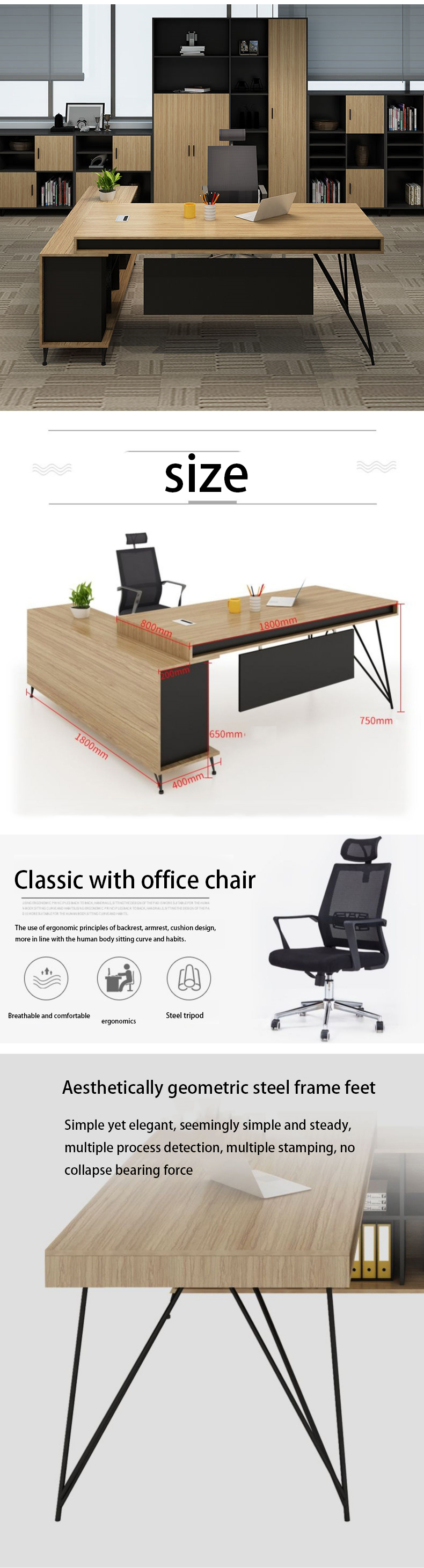 Metal Pedestal Computer Desk Direct Office Furniture for Wide Separate Supervisor Desk