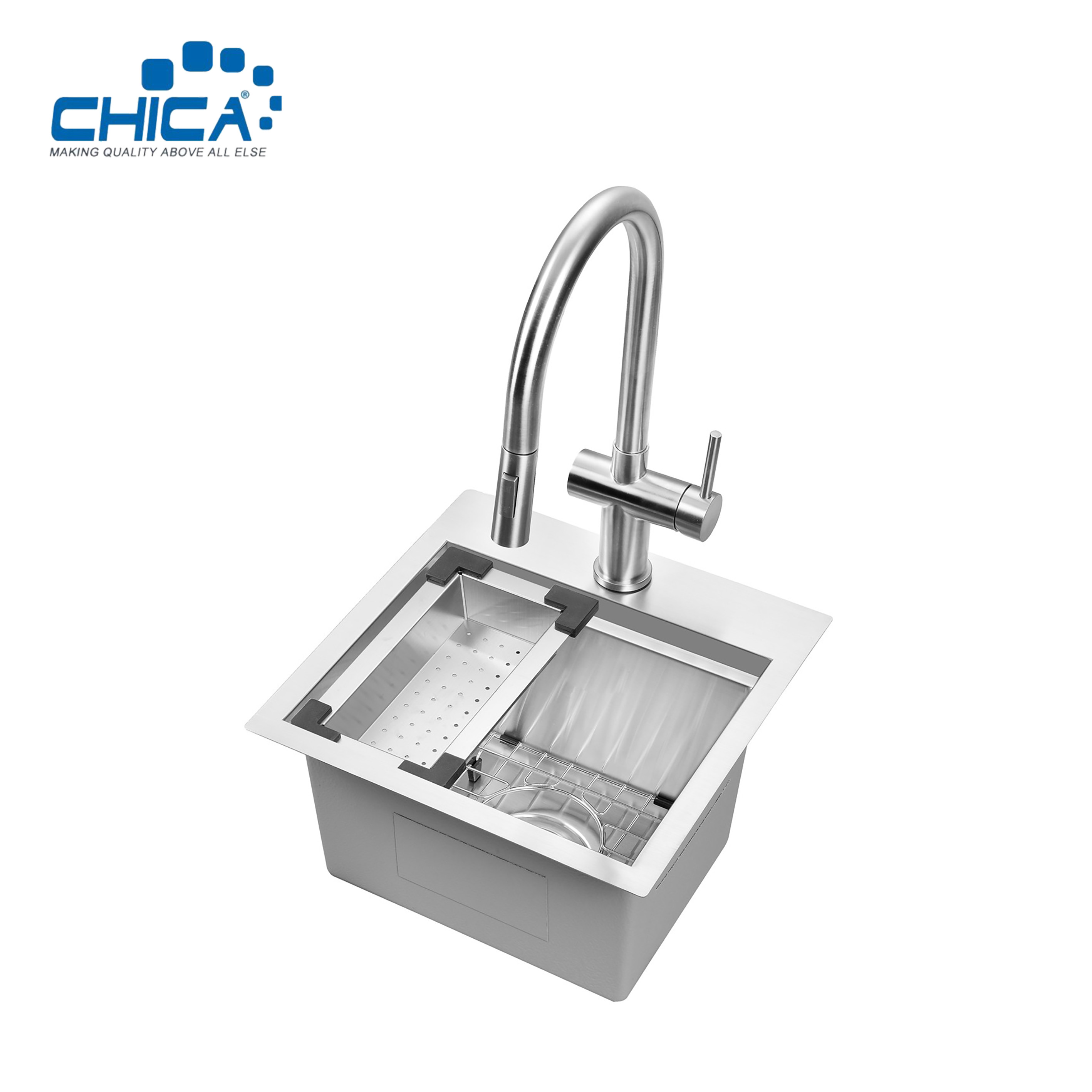 SUS304 stainless steel single bowl sink commercial topmount handmade house kitchen sink
