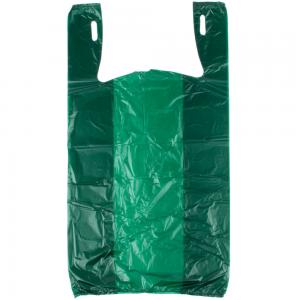 Wholesale Green Color Grocery Shopping Bags , Plastic Tee Shirt Bags Environmental Friendly from china suppliers