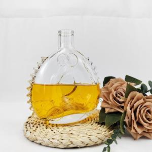 Wholesale Special Craftsmanship Brandy Bottle Unique Flat Round Design with Crystal Flower Shape from china suppliers