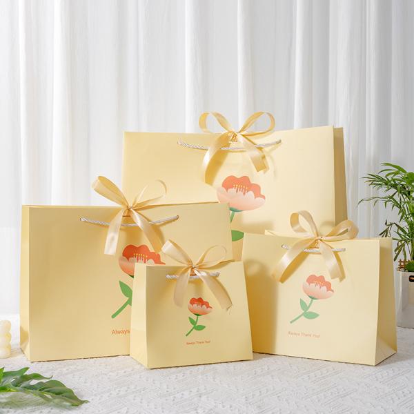 Flower Gift Bag Gift Packaging Bag Gift Bag With Ribbon Paper Bag Festival General Handbag