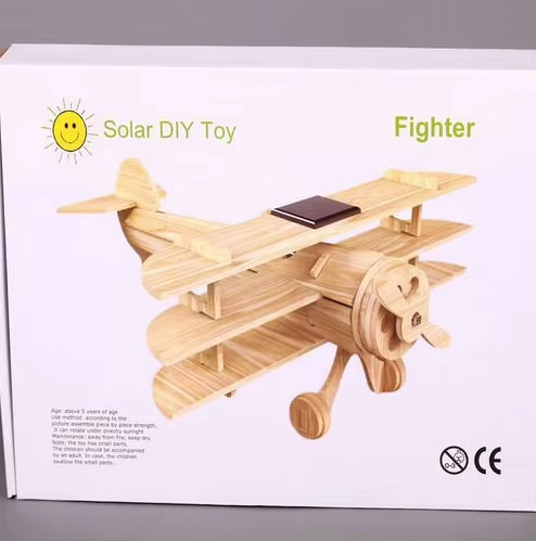 Natural Wood Airplane Kids Toys Solar Educational Toys Juguetes