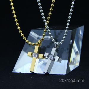 Wholesale Trendy Stainless Steel CZ Crystal Stones Inlay Cross Plus Symbol Necklace Pendant LDC03 from china suppliers