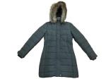Grey Black Womens Long Padded Coat With Fur Hood Plus Size 18 20 22