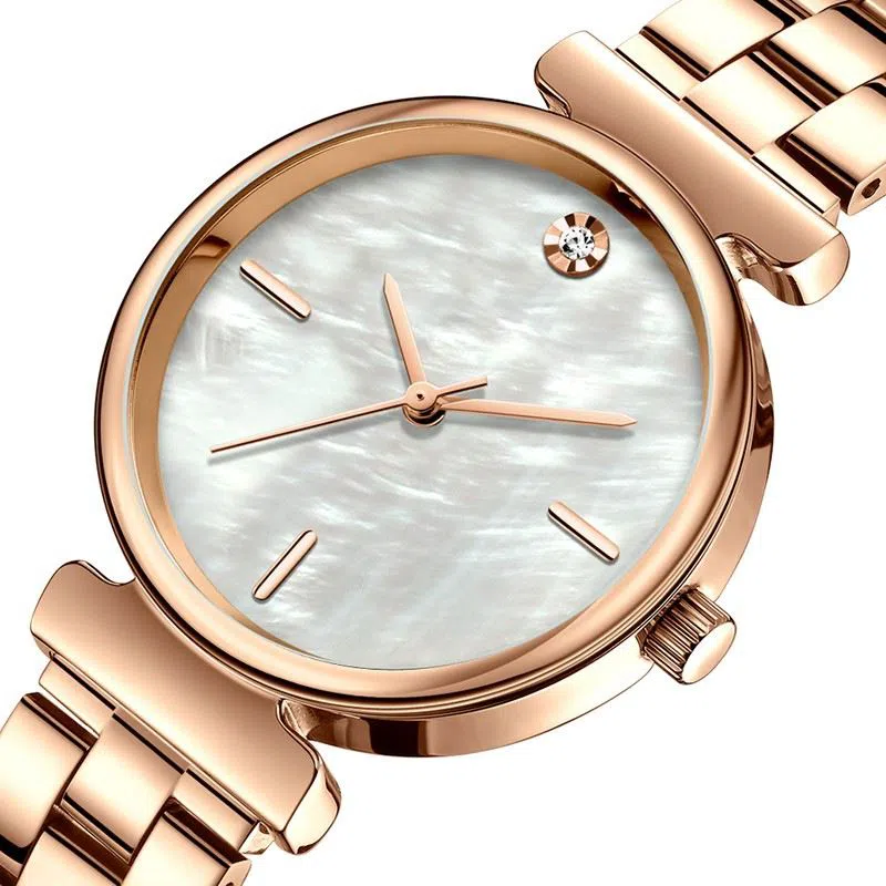 No Scale Water Drill Women Quartz Watch Dia 26.5mm Steel Buckle