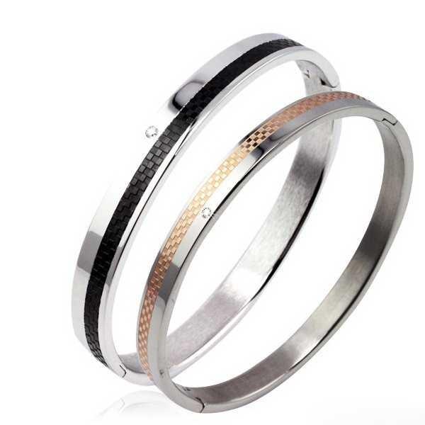 Tagor Jewellery Super Quality 316L Stainless Steel Couple Bracelet Bangle