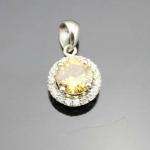 Women Jewelry 8mm Round Sapphire Cubic Zircon Pendant Necklace (JR055-P)