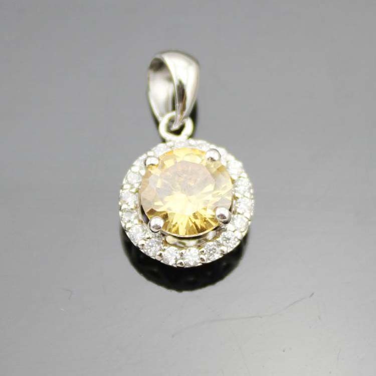 Women Jewelry 8mm Round Sapphire Cubic Zircon Pendant Necklace (JR055-P)