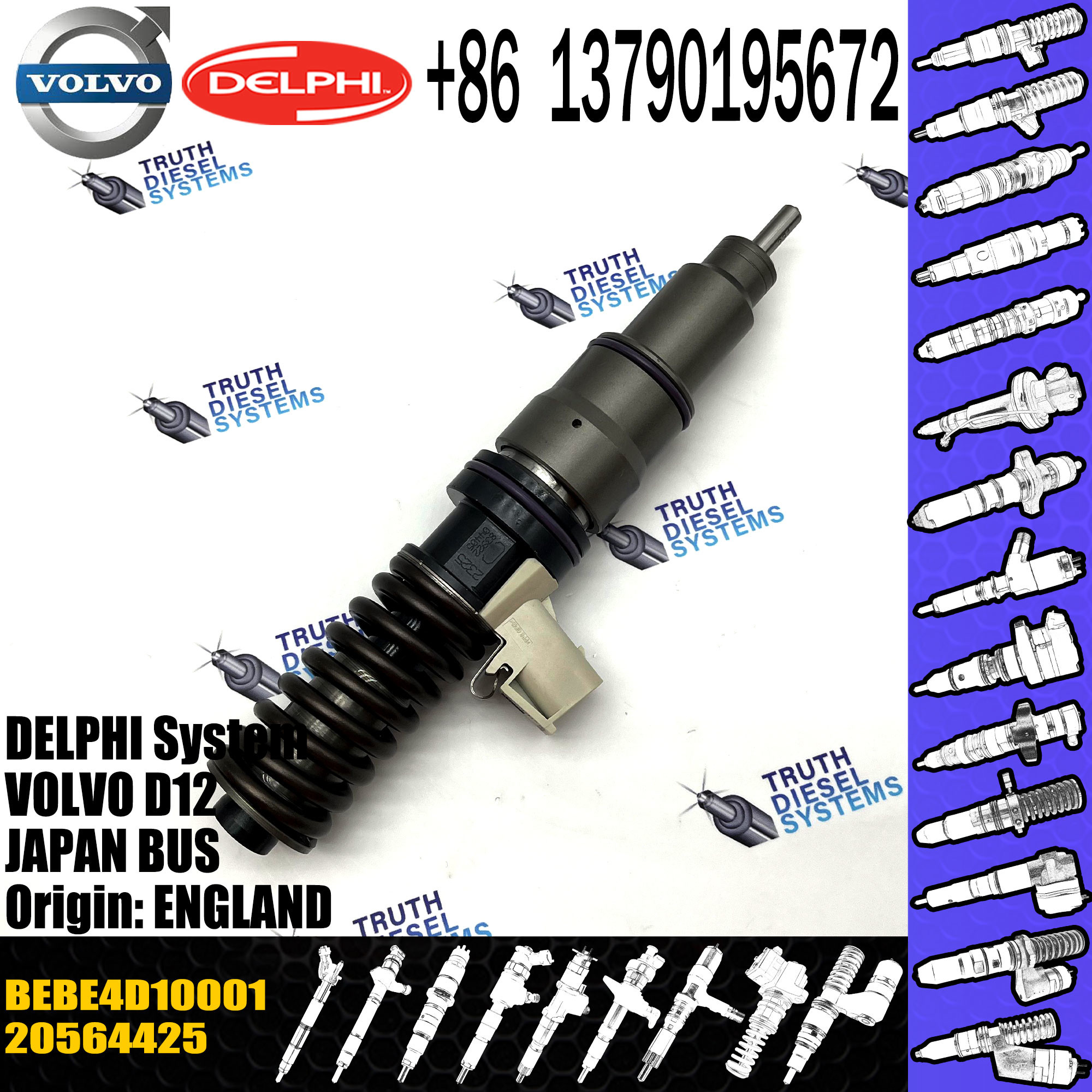 Diesel Injector 20564425, 85000606, BEBE4D10001, BEBE4D29001, BEBE4D40001 for VOL D12, 3989, Euro 4