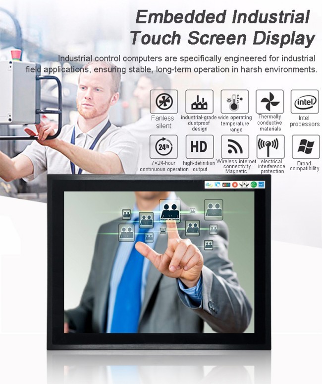 13.3 inch OEM/ODM IP65 Waterproof Linux/win 10 11 Industrial Android-Based Control Display Capacitive Embedded/Wall-Mounted Fanless All in One