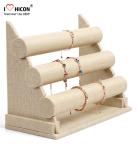 Retail Shop Fashion Accessories Display Stand 3-layer Wood Tabletop Sliver