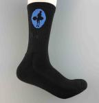 Jacquard Logo Mens Black Sports Socks Standard Thickness Custom Sport Socks