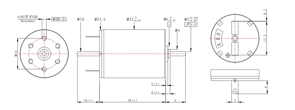 Medical Device 0.88A Coreless Brushed Motor 6V 12V 4.2W 22mm Diameter
