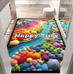 3D Creative Happy Time Pattern Carpets For Entrance Door, Sofa And Bedroom