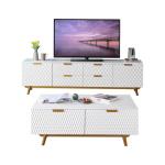 Living Room Center Table And TV Cabinet Marble Iron Luxury Long Shape