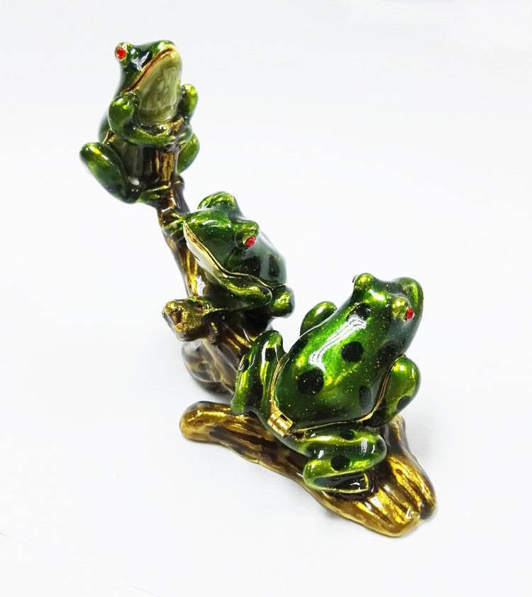 Metal frog trinket box Small Metal Trinket Box-Green Frog Metal Trinket Box