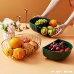 Double Partition Electroplating Steel Fruit Basket Fall Resistant