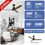 Natural Wood Blade AC Inverter Remote LED Ceiling Fan For Home Hotel