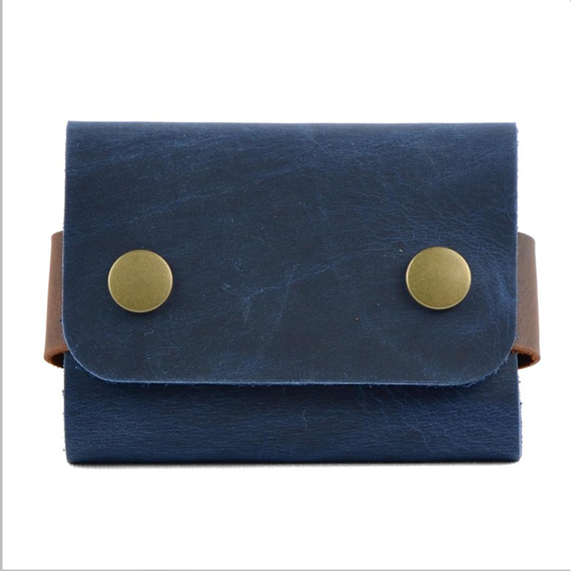 Business Gift Brown Genuine Leather Credit Card Wallet for Men Cowhide Card Holder Case