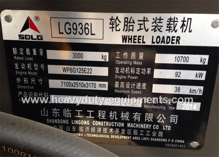 SDLG Front Wheel Loader LG936L With Quick Change FOPS and ROPS Cabin Weichai Deutz Engine