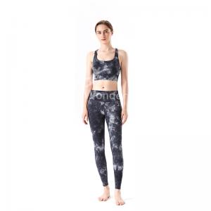 Wholesale high waisted leggings and sports bra set Racerback Sleeveless from china suppliers