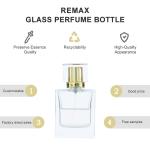 50ml Glass Perfume Bottle Cosmetic Packaging With Gold/Black Threaded Cap