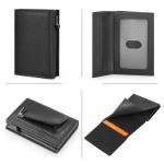 Business RFID Blocking Smart Pop Up Genuine Leather Credit Card Holder Wallet