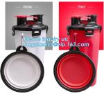 Dog Travel Water Bottle Collapsible Bowls, 2 in 1 Pet Food Container with